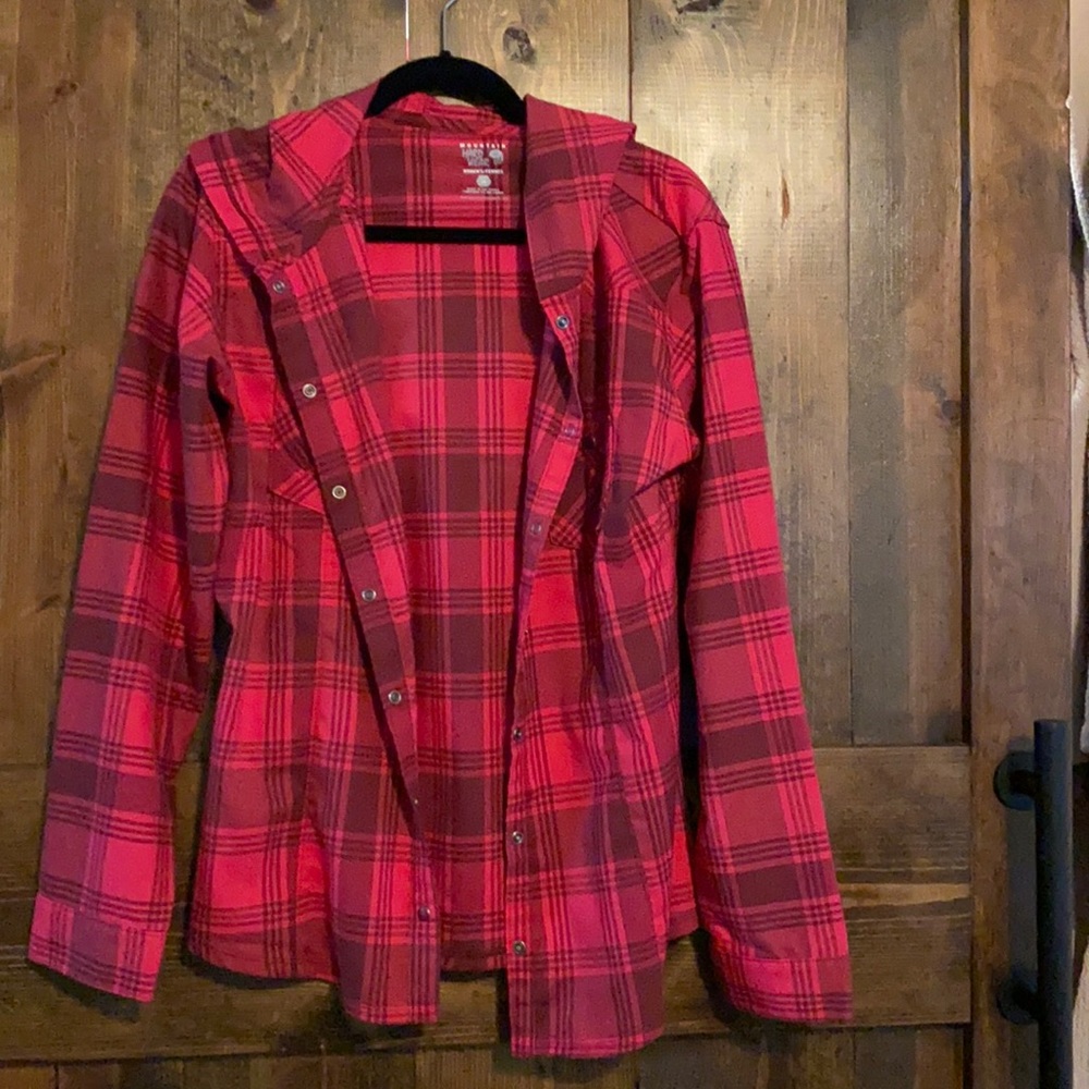 Mountain Hard Wear Pink Flannel Shirt- Hooded- size 14